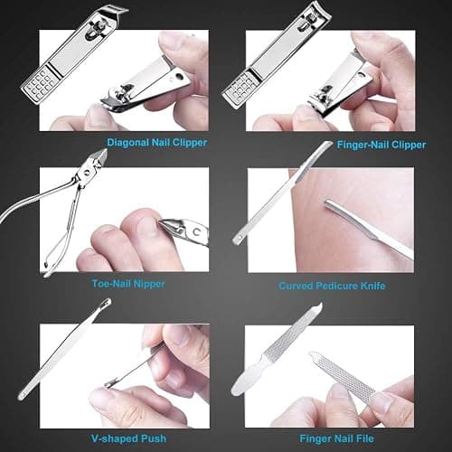 Nail Clippers Set Fingernail and Toenail Clipper Cutters, Manicure Pedicure Kit 18 Pieces Stainless Steel Professional Grooming Kits, Nail Care Tools with Luxurious Travel Case thumbnail 5