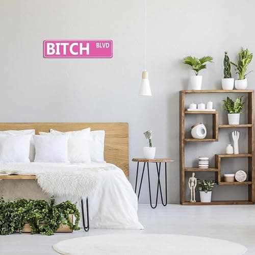 Retro Pink Tin Metal Sign - 'BITCH BLVD' - Bold Statement Decor for Home, Bar, or Dorm - 16x4 Inches - Unique Gift Idea for Friends(B71) thumbnail 5