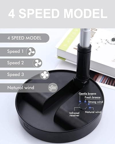 UN UNITEDTIME Desk and table fan, foldable Fan Portable Travel Fans Battery Operated,Adjustable Height My Foldaway fan with remote Control Timer, 4 Speed Settings (Pink) - Pink thumbnail 5