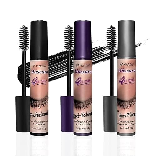 Prosa Mascara Set - Volume & Micro-Fiber - Waterproof Mascaras - Lengthening, Mexican Mascara, Smudge Resistant, Long Lasting, Clump-Free Formula for a Natural, Full Lash Look (3 Pack) - Image 1