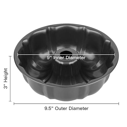 Novery 9.5" Non-stick Cake Pan, Heavy Duty Carbon Steel Fluted Tube Round Baking Pan,Buntz Pound Cake Pan Mold,Tube Bakeware,Baking Mold for Jello,Gelatin,Chocoflan,Flan thumbnail 3