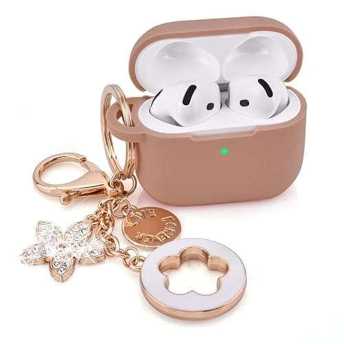 Case for Apple Airpods 4 - VISOOM Airpods 4 Cases 2024 Cover Women Anti-Drop Silicone iPods 4 Earbuds Wireless Accessorie Charging Cases Girl Bling Keychain for Airpod iPods 4th Generation - Image 1