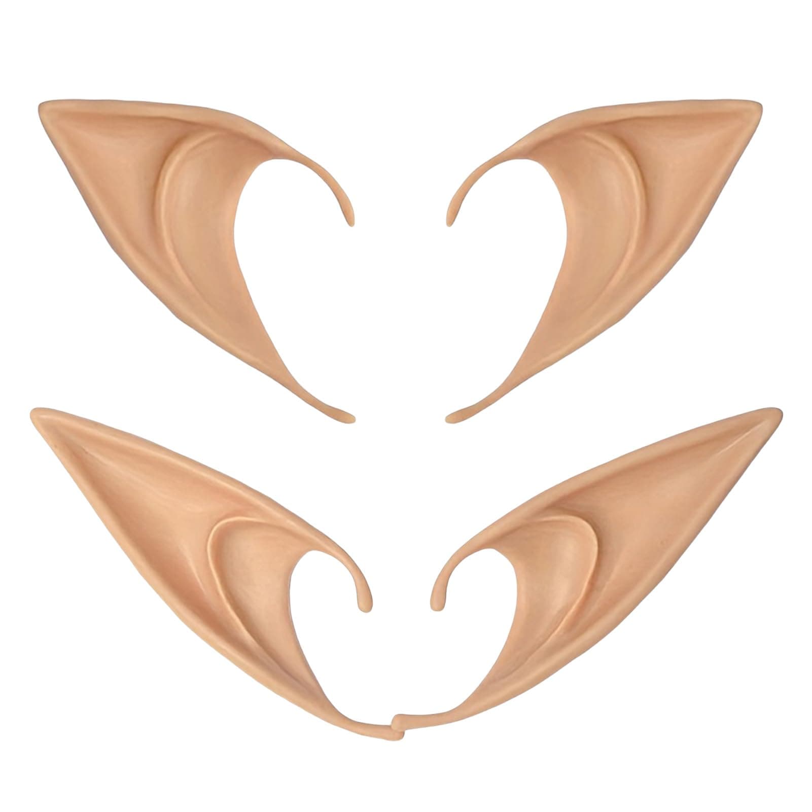 2 Pairs of Elf Ears, Elves Soft Latex Ears, Elf Ears, Jewellery for Kids and Adults, Lace Ears, Cosplay Accessories, Masquerade, Costume Party - Image 1