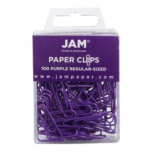 JAM PAPER Colorful Standard Paper Clips - Regular 1 Inch - Purple Paperclips - 100/Pack - Image 1