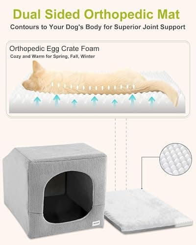 Hovicaed Indoor Dog House for Extra Large Medium Small Sized Dogs - Dog Tent with Washable Removable Cover, Pet Orthopedic Dog Cave Bed Egg-Crate Foam Cushion, Inside Dog House Large Space(XXL) thumbnail 3