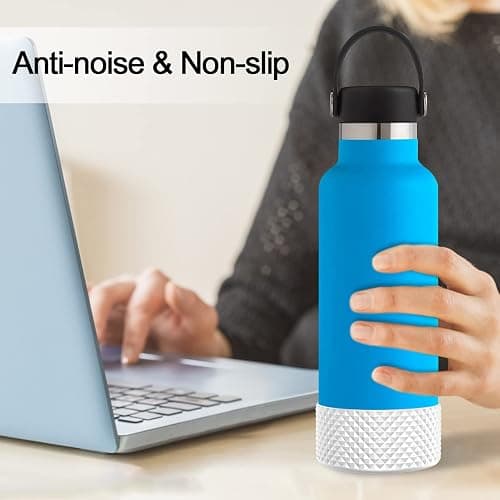 WUQID Water Bottle Boot, Diamond Silicone Boot Compatible with Stanleyy Tumbler 20-40oz & Hydroo Flask Bottle 12oz-24oz, Reduces Dents Sleeve Cover for More Bottles/Tumblers Bottom of 2.83-2.95in thumbnail 5