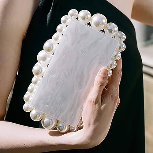 Acrylic Evening Handbag Pearl Women's Clutch Shoulder Bag Crossbody Bag Square Box Wedding Cocktail Party Prom thumbnail 6