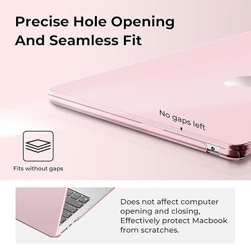 EooCoo Case Compatible with MacBook Air 13 inch M4 2025 2024 2023 2022 M3 M2 A3240 A3113 A2681, Pink Air 13.6" Laptop Hard Shell Case + Keyboard Skin Cover + Screen Protector, Crystal Pink thumbnail 2