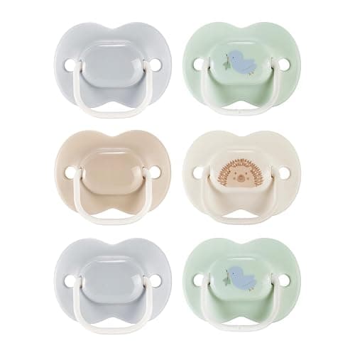 Tommee Tippee Anytime Matte Newborn Pacifier, 0-6 Months, Pack of 6 | Symmetrical Baglet, BPA-Free Silicone Soother, Blue & Green - Image 1