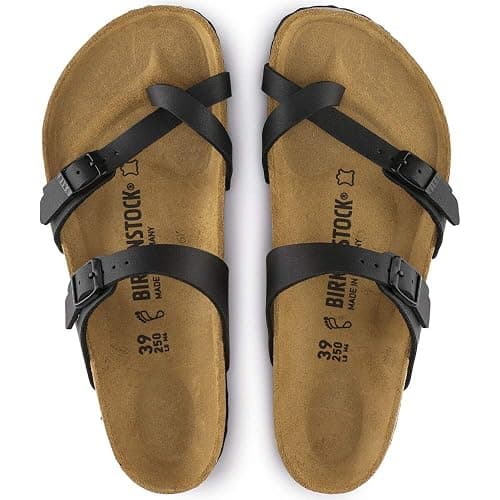 Birkenstock Women's Mayari Adjustable Toe Loop Cork Footbed Sandal Black, 6-6.5 thumbnail 4
