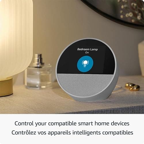 Amazon Echo Spot (newest model), Great for nightstands, offices and kitchens, Smart alarm clock with Alexa+ Early Access, Black thumbnail 5