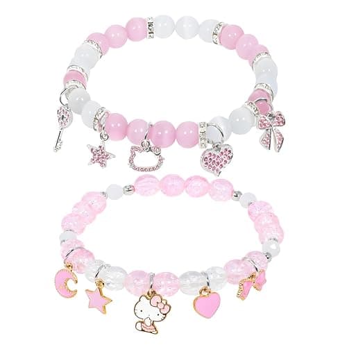 ISCSTO Cute Cat Bracelet Cute Cartoon Kawaii Elastic Beaded Bracelets for Women Kawaii Stuff Bff Cat Bracelets for Birthday Christmas - Image 1