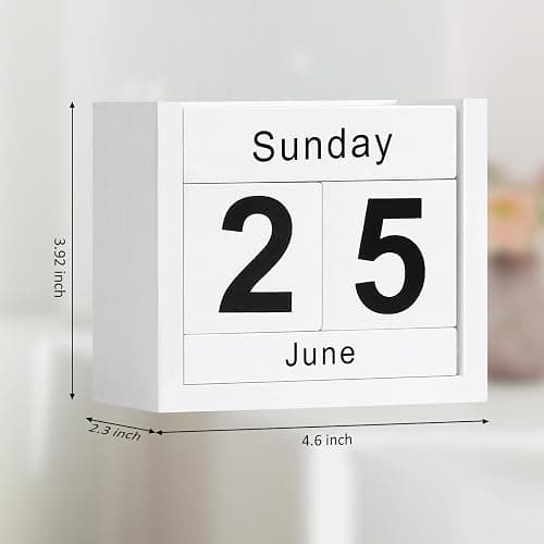 DEERINE Wooden Block Calendar for Desk, Daily Desktop Perpetual Desk Calendar, Cute Date Display Blocks Desk Accessory for Home Office Decor, Teacher, Classroom, Reusable Yearly, White thumbnail 7