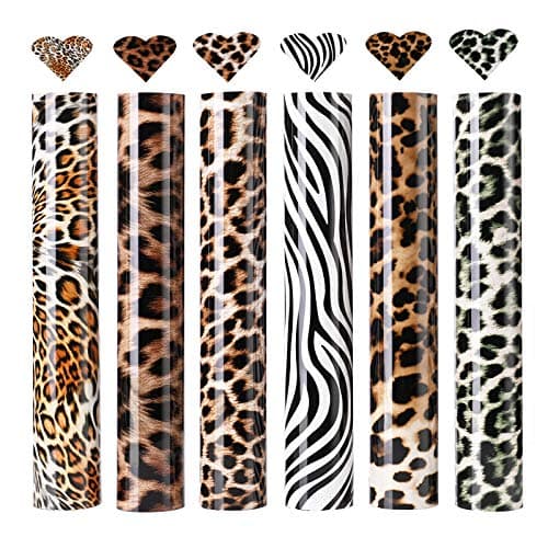 SHARBDA Leopard Heat Transfer Vinyl,6 Sheets HTV Bundle, Iron-on Vinyl,12" x 10" Cheetah Print HTV Vinyl Sheets for T-Shirt Decoration and DIY Craft Material - Image 1