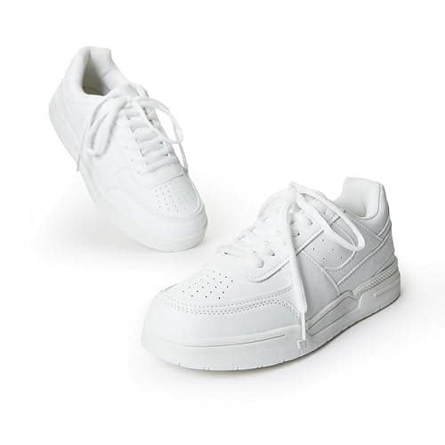 FabKids Girls' Vintage Tennis Shoes Classic Sneakers Breathable Non-Slip Athletic Shoes Cute Lace Up Casual Shoes for Kids thumbnail 4