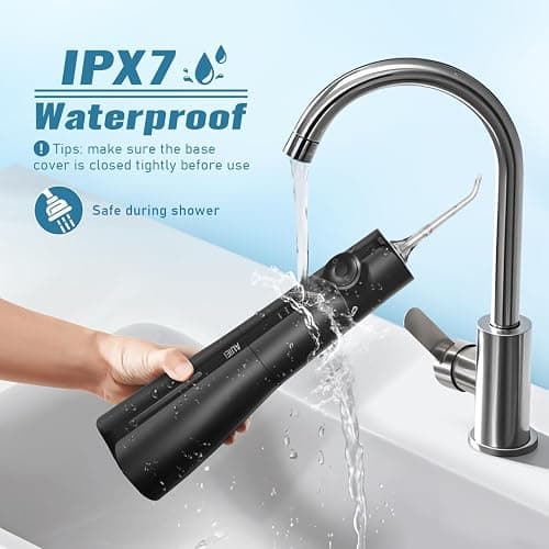 Water Flosser Pick for Teeth & Braces, 300ML Cordless Power Dental Flossers with 8 Jet Tips, Oral Irrigator 5 Use Modes, IPX7 Waterproof, Portable for Home Travel thumbnail 6