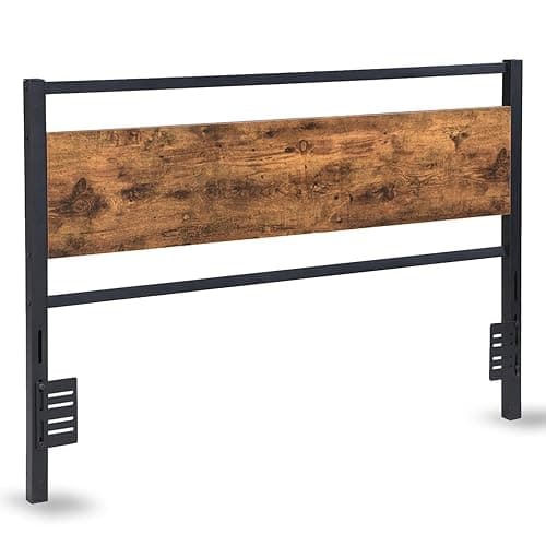 anwickjeff Wood Headboard Queen Size Bed, Easy Assembly Headboard with Rustic Solid Wood Board,Only with Metal Slats Sturdy, Farmhouse Headboards for Adjustable Bed, Rustic Brown (Queen) thumbnail 8