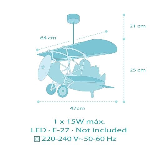 Dalber Lampe kinderzimmer, kinderlampe Pendelleuchte Hängelampe, Deckenleuchte Kinder, Deckenlampe kinderzimmer Flugzeug puma Tiere, Deckenlampe Kinderzimmer, 54602, E27 15W LED thumbnail 3