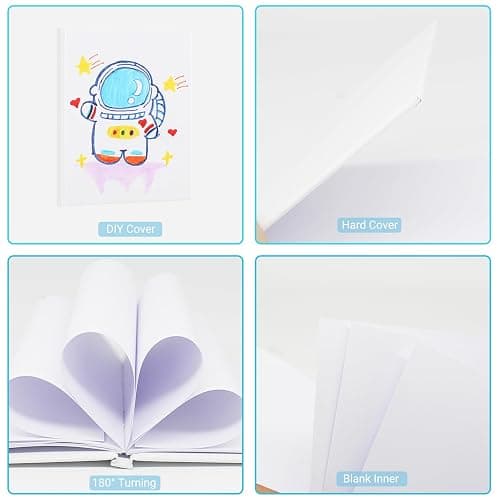 zmybcpack 12 Pack Small White Hardcover Blank Book 4.3x5.5 inch, Hardcover Blank Book for Kid to Write Stories, Draw Sketchbooks (White, 22 Sheets/ 44 Pages Each thumbnail 4