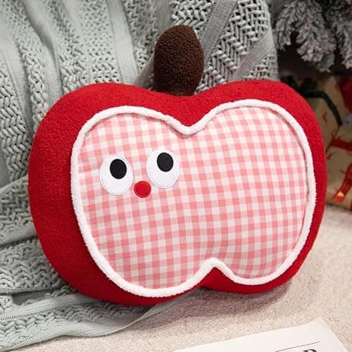 YISLEND Soft Apple Plush Pillow, Adorable Decorative Red Apple Shaped Throw Pillow 15.7 inch Fruit Cushion for Bedroom Sofa Chair Home Decor (Pink) - Image 1