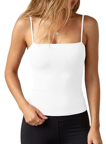Darong Women's Tank Tops with Built-in Bra Spaghetti Straps Crop Tank Top Summer Y2K Going Out Sleeveless Cami Shirt - Image 1