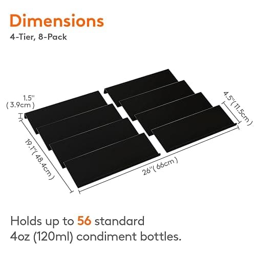 Lifewit Spice Drawer Organiser, Spice Rack for Inside Drawer, Adjustable Seasoning Jars Storage Tray for Cupboard, 64 Acrylic Drawers Shelf for Kitchen, Countertop, Cabinet, 4 Tiers, Set of 8, Black thumbnail 3