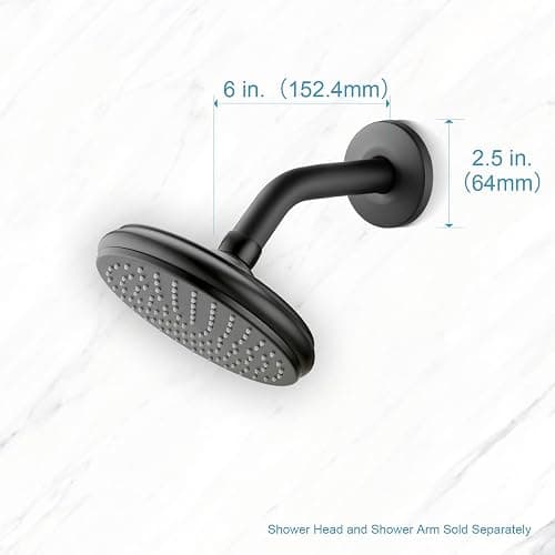 OFFO Shower Arm with Flange, 6 in Wall Mount Replacement Angle Shower Head Arm Wall-Mounted For Fixed Shower Head & Handheld Showerhead, Matte Black thumbnail 6