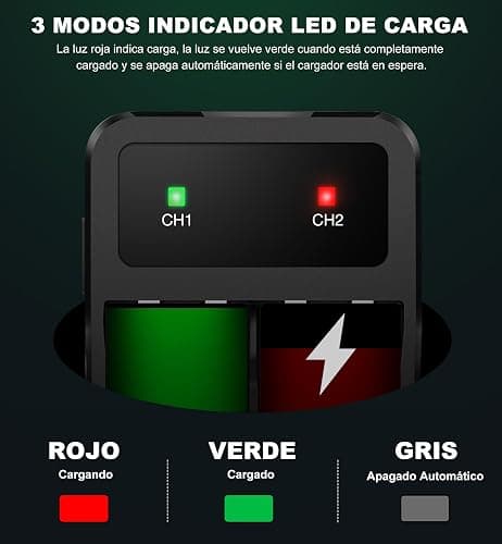 HELLCOOL Bateria para Mando Xbox, 2x6200mWh Pilas Recargables con Cargador Pilas/Cable Carga/Display LED, Compatible Xbox Series X|S/Xbox OneX|S|Elite Controller - 25 Horas de Juego thumbnail 3