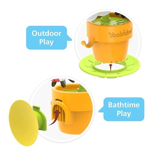 Yookidoo Watering Can Baby Bath Toy (Ages 1-3) Spinning Lady Bug & Tipping Bird Toy With 3 Moving Pieces (Mold Free) - Attaches To Tub Wall For Easy Toy Holder and Storage - For Toddler Bath Time thumbnail 3