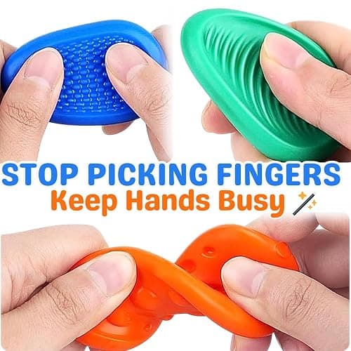6 Pcs Sensory Stones - Silent Fidget Toys for Kids Adults - Calming Sensory Toys for Autism - Silicon Sensory Fidget Worry Stones - Fidgets for School, Workplace with Anxiety Relief for Kids Adults thumbnail 3
