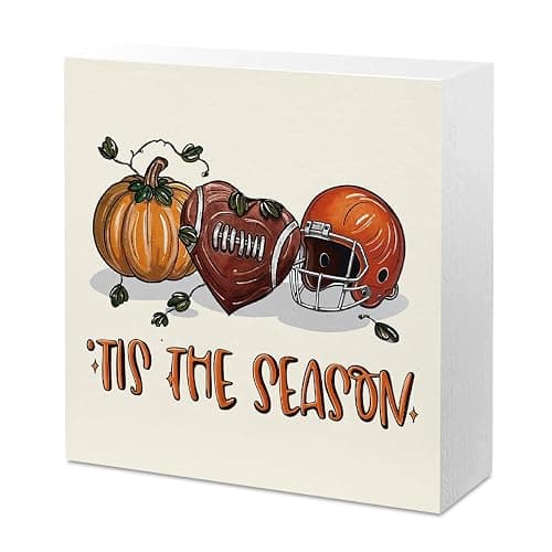 Fall Football Pumpkin Decor Fall Room Table Decor Sign Decorations for Room Bedroom Living Room Bathroom Kitchen Desk Thanksgiving Decorations - Image 1