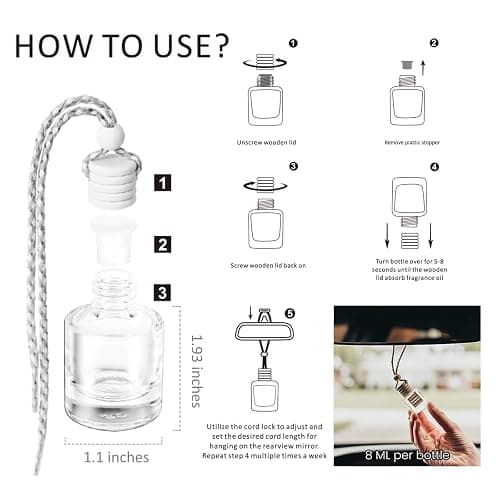 C Classy Hanging Car Air Freshener 2 Pack, Vanilla Cream Essential Oil Diffuser, Long-Lasting Fragrance, Cute Glass Bottle Car Accessories for Women & Men, Made in USA thumbnail 5