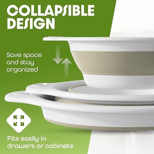 Gevoli 2-in-1 Large Collapsible Colander with Self-draining Base Set - Plastic Side Drain Food strainer for Edge of Kitchen Sink (Beige) thumbnail 4