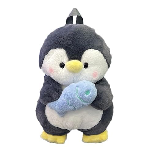 Generic Plush Penguin Backpack, Penguin Plush Purse, Cute Penguin Backpack Plush Shoulder Bag Crossbody Bag (Gray,L), Large - Gray - Large - Image 1