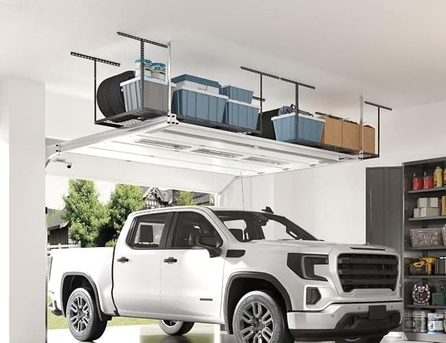 FLEXIMOUNTS 3x6 Overhead Garage Storage Adjustable Ceiling Rack 72" Length x 36" Width x 40" Height, 450lbs Weight Capacity, Black, Classic Series thumbnail 2