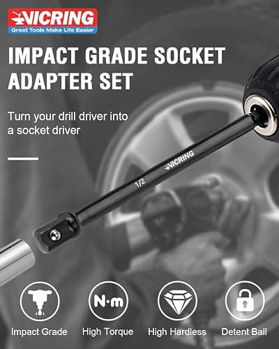 Impact Socket Adapter Set - 1/4, 3/8, 1/2 Drive Socket Adapter for Drill & Impact Wrench (6 Pcs, 3" & 6") thumbnail 4