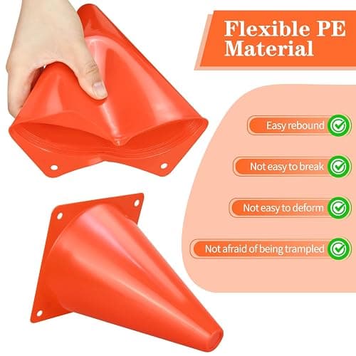 PXZBLG 12/24/50pcs Soccer Cones, 7" Plastic Traffic Cones | for Sports Training, Football, Soccer, Basketball, Coaching, Practice thumbnail 3