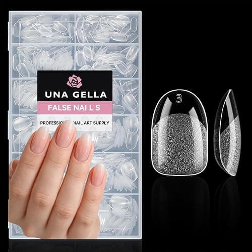 UNA GELLA Oval Round Nail Tips Half Matte 504pcs Gel Nail Tips | Short Oval Round Nail Extension Easily DIY False Fake Acrylic Press On Nails, 12 Sizes Gelly Tips - Image 1