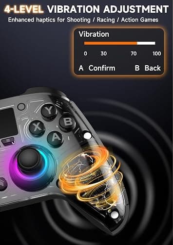 AOC PC Controller — Interactive Screen Wireless Controller Compatible with PC/Switch/Switch 2/iOS/Android, Hall Effect Joystick & Triggers, RGB Lighting, Adjustable Vibration/Turbo, 1000mAh Battery(Black) thumbnail 6