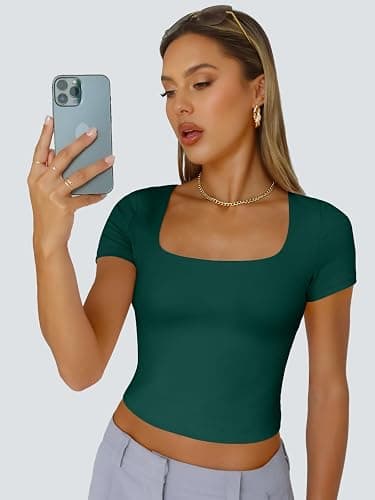 Trendy Queen Tshirts Shirts for Women Double Lined Going Out Crop Tops 2025 Spring Summer Workout Y2k Clothes Beach Fashion thumbnail 6