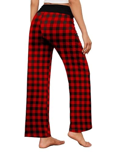 Gracyoga Women's Comfy Pajama Pants Wide Leg Lounge Palazzo Yoga Pants Stretch Casual Floral Print Fold Waist Pants thumbnail 3