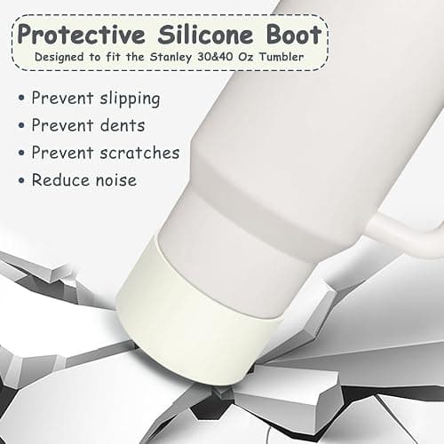 Stanley Cup Accessories Set,Including 2 Pcs 0.4in Straw Cover, 1 Silicone Spill-Proof Stopper Set of 3, 1 Cute Flower Handle Charm, 1 Silicone Boot Fits Stanley 40&30 Oz Tumbler (Cream) thumbnail 6