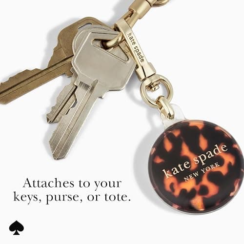 kate spade new york AirTag Holder with Gold Ring Clip - Tortoiseshell | Stylish, Anti-Scratch, and Protective Case for Apple AirTag - Attaches Securely to Bags, Luggage, Keys, Purse, Totes & More thumbnail 2