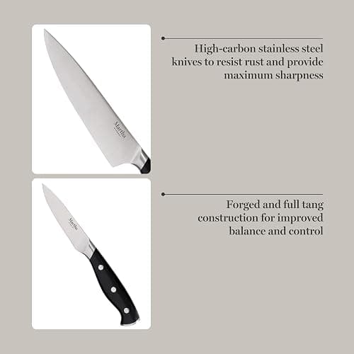 Martha Stewart Greeley 14 pc Triple- Riveted Cutlery Knife Acacia Wood Block Set w/Comfort Grip Handles- Black thumbnail 5