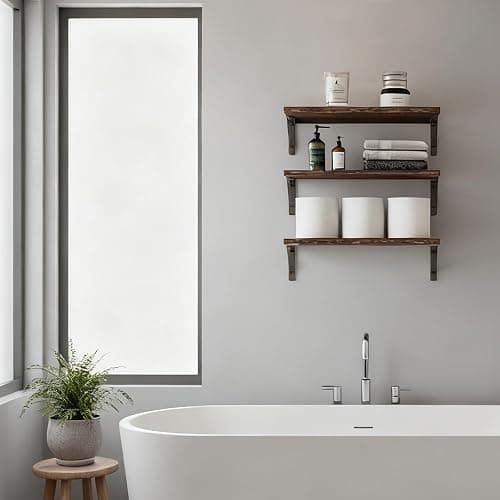 Fixwal Wall Shelves Floating Shelves for Wall Bedroom Bathroom Living Room Kitchen Storage and Decor(Brown, Set of 3, 16.5 Inch) thumbnail 6
