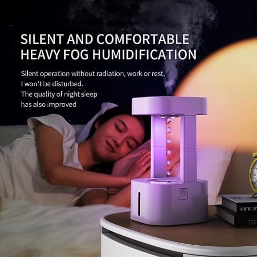 Anti Gravity Water Droplets Air Humidifier, 7 Colorful Anti Gravity Cool Mist Diffuser Humidifier Essential Oil Diffuser Levitating Water Drops Auto-Off Air Aroma Night Light for Bedroom Office Home thumbnail 5