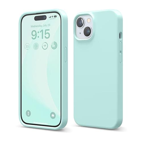 elago Compatible with iPhone 15 Case, Liquid Silicone Case, Full Body Protective Cover, Shockproof, Slim Design, Anti-Scratch Soft Microfiber Lining, 6.1 inch (Aqua Sky) - Image 1