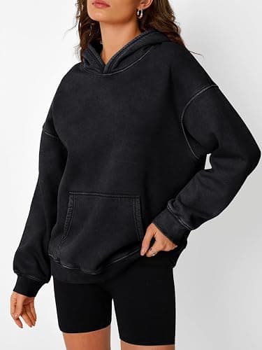 Trendy Queen Oversized Hoodies for Women Teen Girl Winter Sweatshirt Cute Acid Wash Pullover thumbnail 3