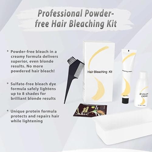 Gentle Cream Hair Bleach Kit, Ammonia-Free Bleach for Hair with Developer, Lifts Up to 8 Levels, No-Drip Hair Lightening Kit for Home Use thumbnail 4