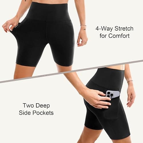 Leafigure 2 Pack Womens Biker Shorts with Pockets, High Waisted Yoga Shorts for Women Running Gym and Workout thumbnail 5